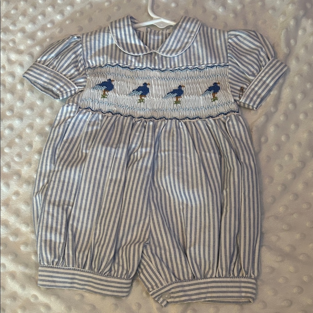 Boutique Baby Romper with Embroidered Birds